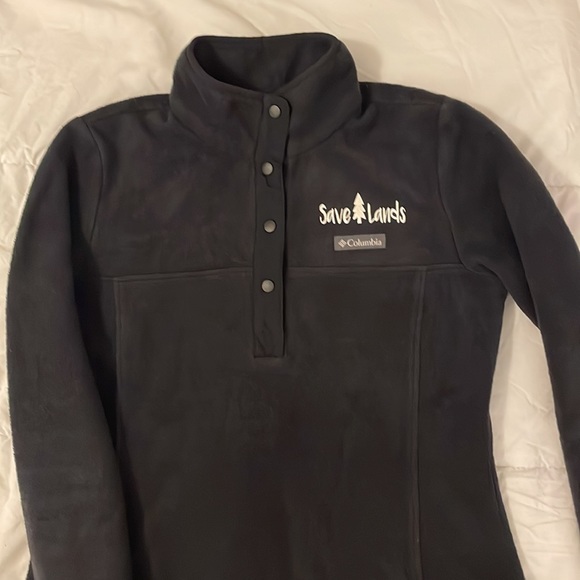 Columbia Sportswear Save Lands Logo Fleece Half Button Pullover Sweater Jacket - Picture 3 of 9